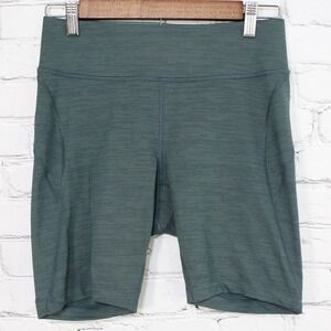 Outdoor Voices Womens TechSweat Shorts Size M Green 8" Compression Biker Workout